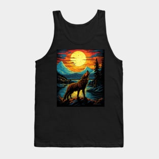 wolf howling at moon Tank Top